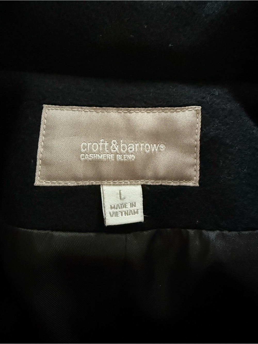 Wool & Cashmere Blend Pea Coat in Black by Croft and Barrow - Picture 7 of 9